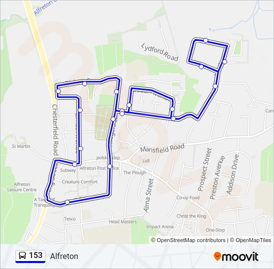 153 Bus Line Map
