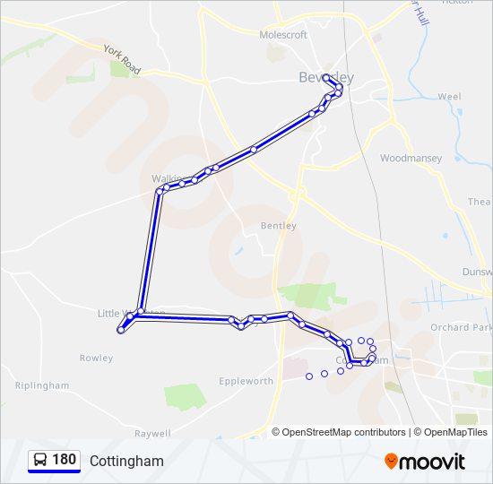 180 Route Schedules, Stops & Maps Cottingham (Updated)