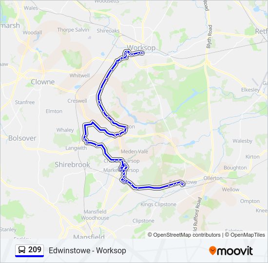 209 Route: Schedules, Stops & Maps - Worksop (Updated)