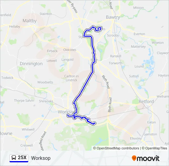 25X Bus Line Map