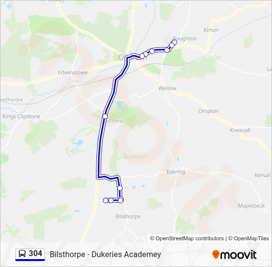 304 Route: Schedules, Stops & Maps - Boughton (Updated)