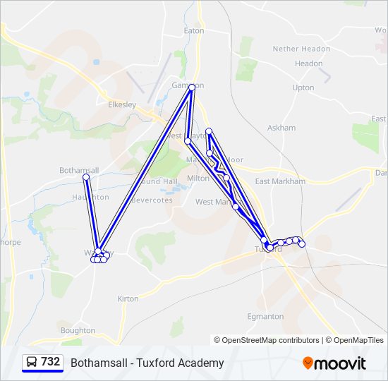 732 bus Line Map