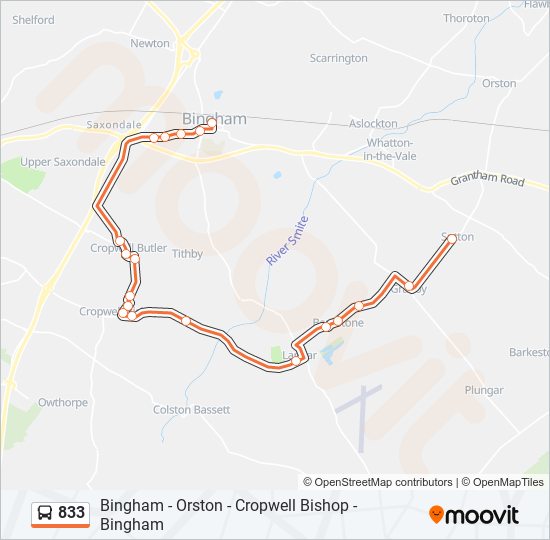 833 bus Line Map