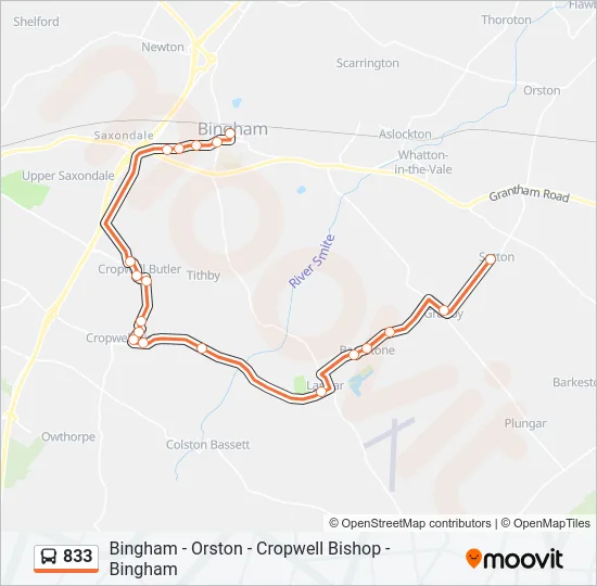 833 Bus Line Map