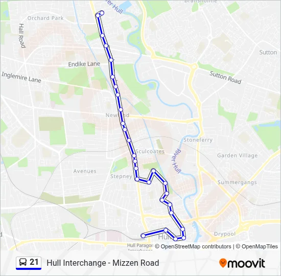 21 Route: Schedules, Stops & Maps - Beverley Road (Updated)