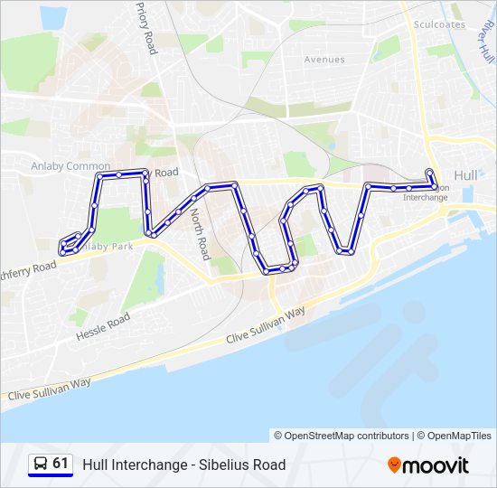 61 Bus Line Map