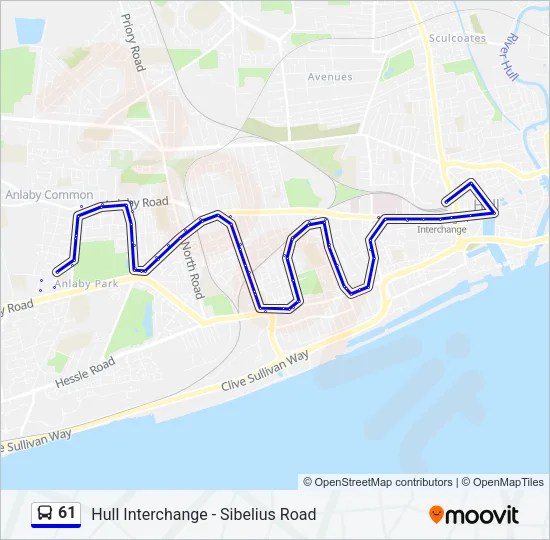 61 Bus Line Map