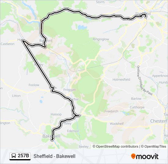 257B bus Line Map