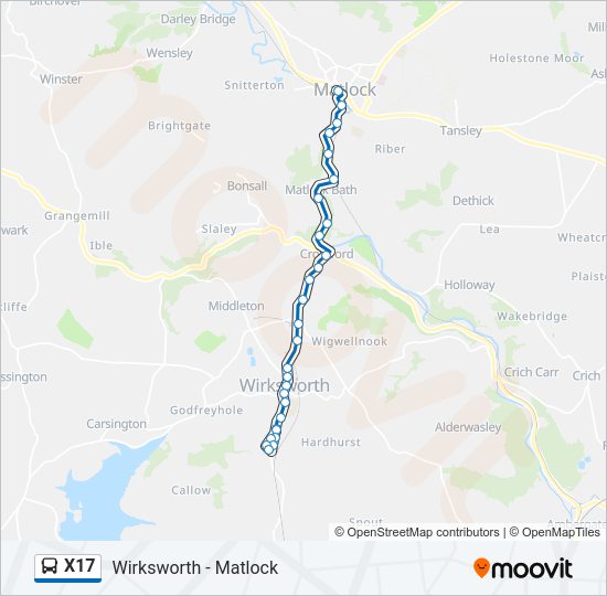 X17 Bus Line Map