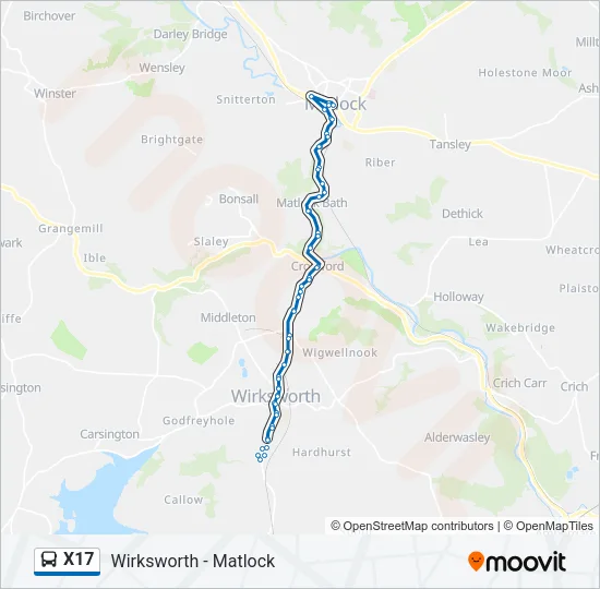 X17 Bus Line Map
