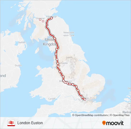 West Coast Train Line Map Avanti West Coast Route: Schedules, Stops & Maps - London Euston (Updated)