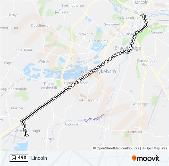 49X Bus Line Map