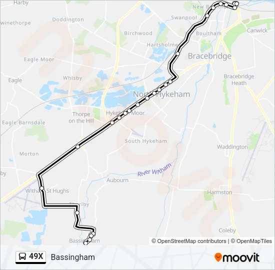 49X Bus Line Map