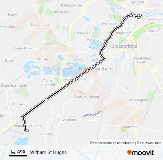 49X Bus Line Map