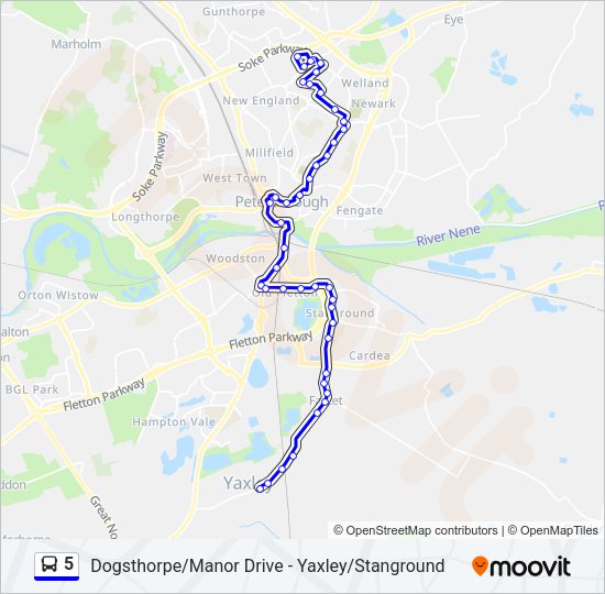 5 Route: Schedules, Stops & Maps - Yaxley (Updated)