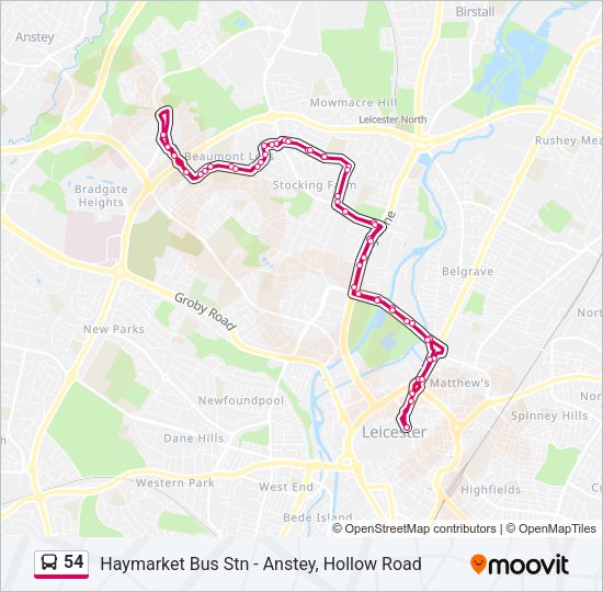 54 Bus Line Map