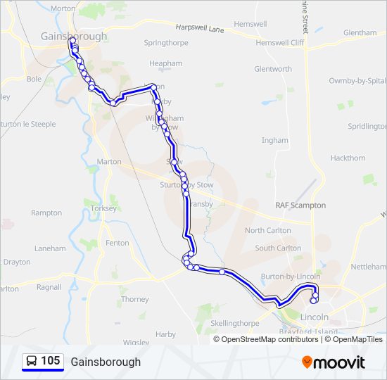 105 Bus Line Map