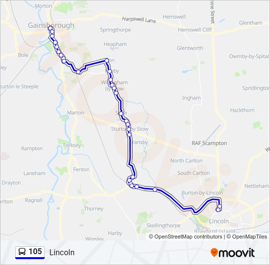 105 Bus Line Map