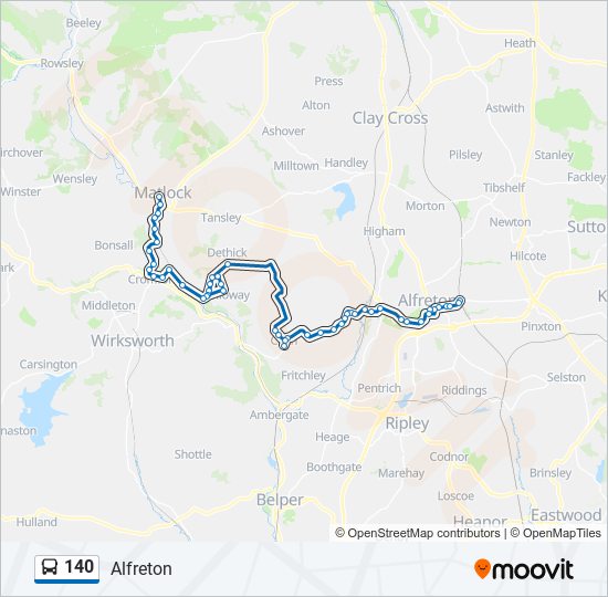 140 bus Line Map