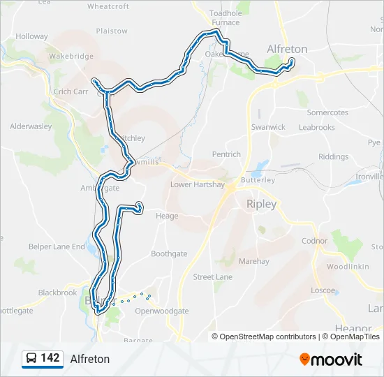 142 Route: Schedules, Stops & Maps - Alfreton (Updated)