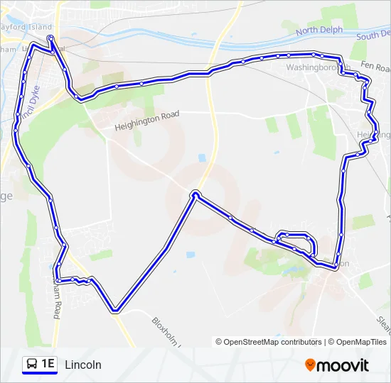 1E Bus Line Map