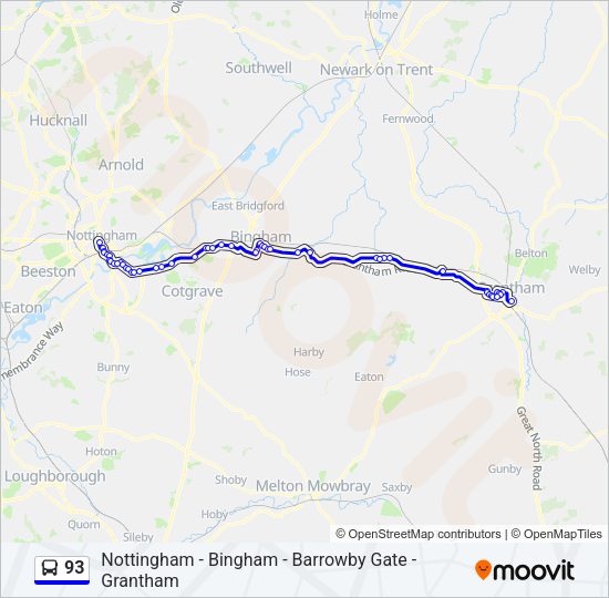 93 Bus Line Map