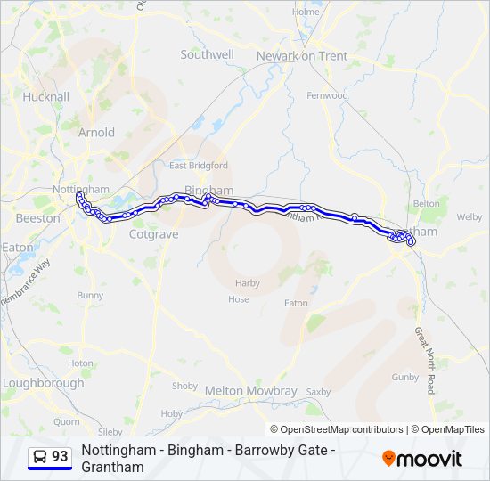 93 Bus Line Map