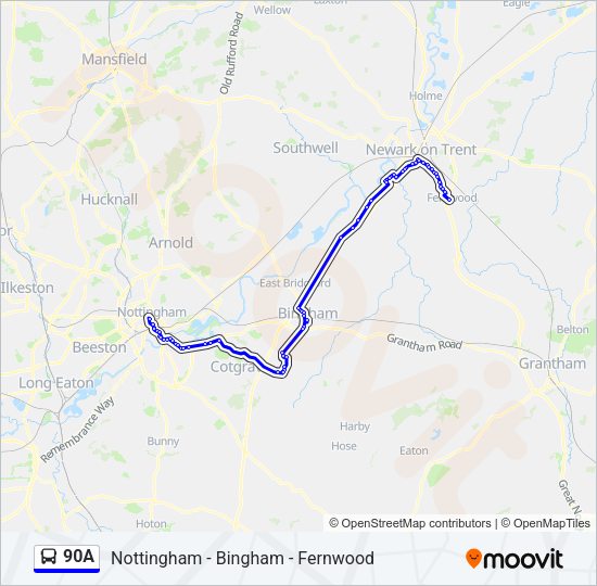 90A Bus Line Map