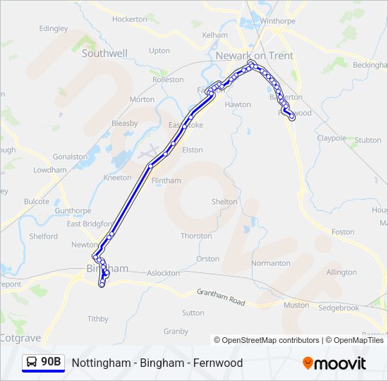 90B Bus Line Map
