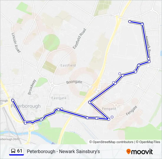 61 Bus Line Map
