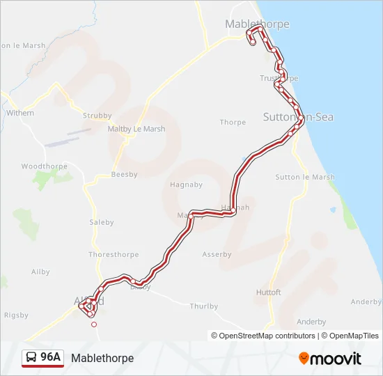 96A Bus Line Map