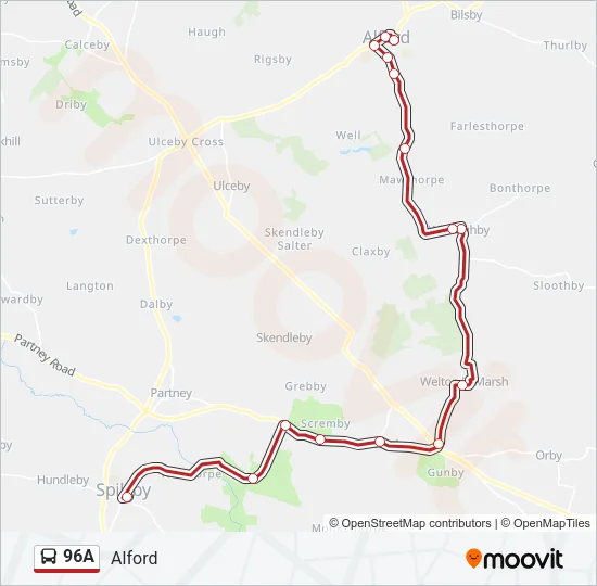 96A Bus Line Map