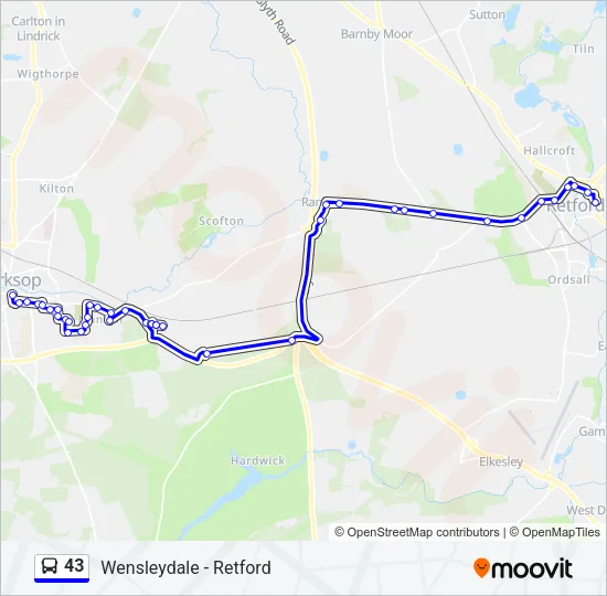 43 Bus Line Map