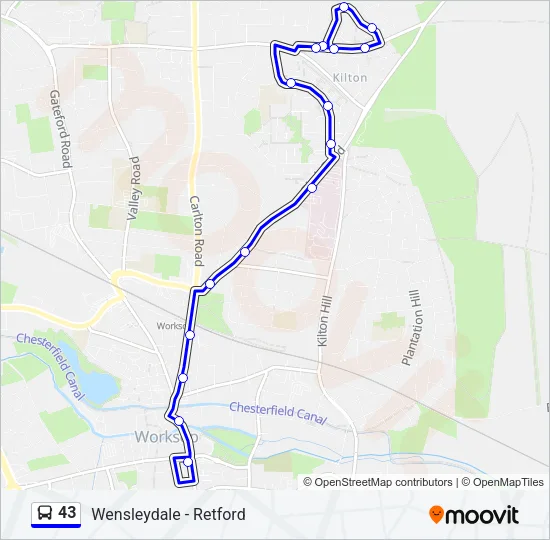 43 Bus Line Map