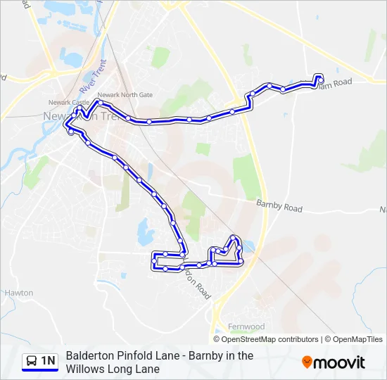 1N Bus Line Map