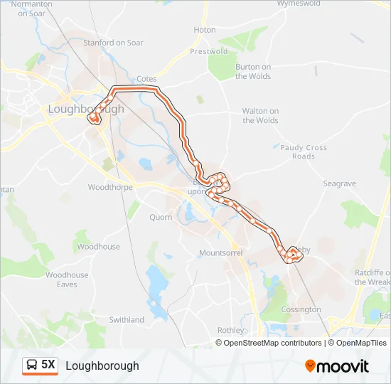 5X Bus Line Map