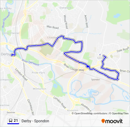 21 Route: Schedules, Stops & Maps - Derby (Updated)