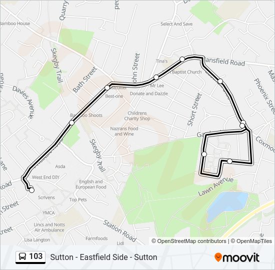 103 Bus Line Map