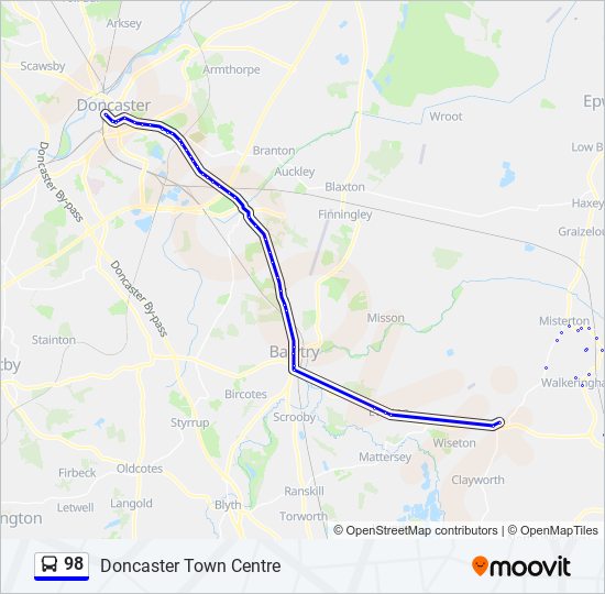 Bus 98 Route Map 98 Route: Schedules, Stops & Maps - Doncaster Town Centre (Updated)