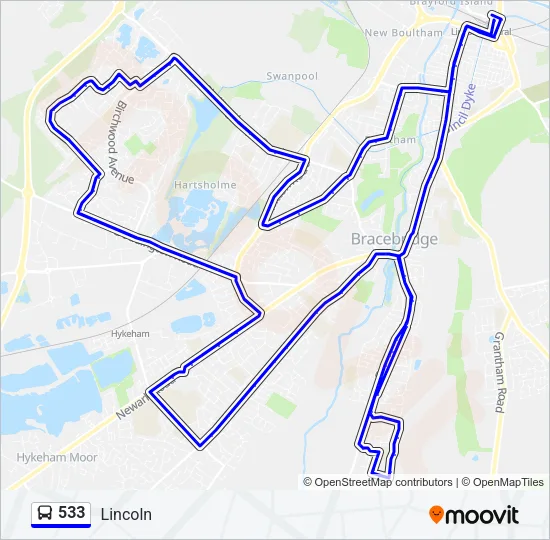 533 Bus Line Map