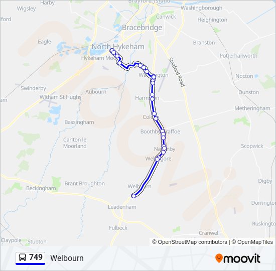 749 bus Line Map