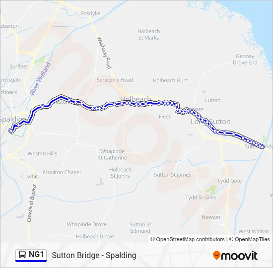Sutton Loop Line Route Map NG1 Route: Schedules, Stops & Maps - Sutton Bridge (Updated)