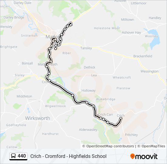 Bus 440 Route Map 440 Route: Schedules, Stops & Maps - Crich (Updated)