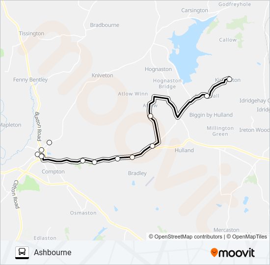 DERBYSHIRE CONNECT bus Line Map