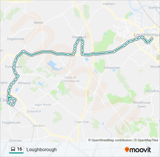 Bus 16 Route Map 16 Route: Schedules, Stops & Maps - Loughborough (Updated)