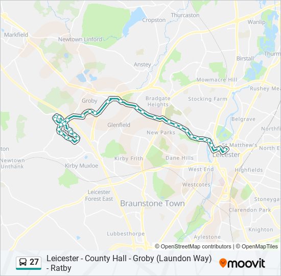 Bus 27 Route Map 27 Route: Schedules, Stops & Maps - Leicester (Updated)