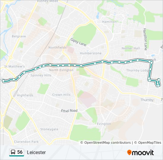 Bus 56 Route Map 56 Route: Schedules, Stops & Maps - Leicester (Updated)