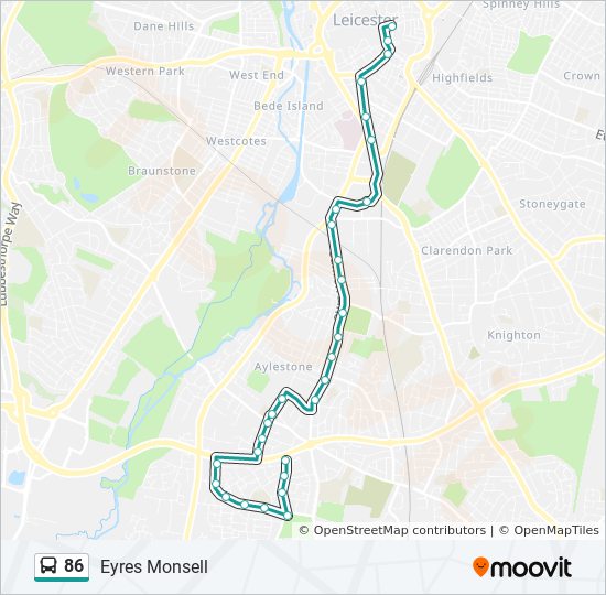 Bus 86 Route Map 86 Route: Schedules, Stops & Maps - Eyres Monsell (Updated)