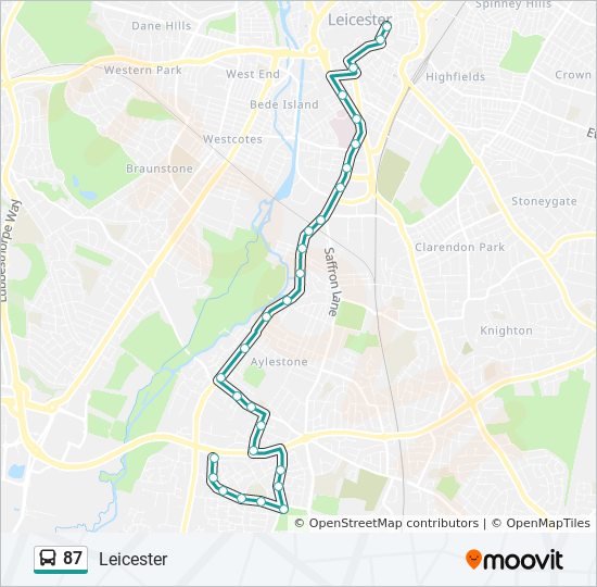 Bus 87 Route Map 87 Route: Schedules, Stops & Maps - Leicester (Updated)