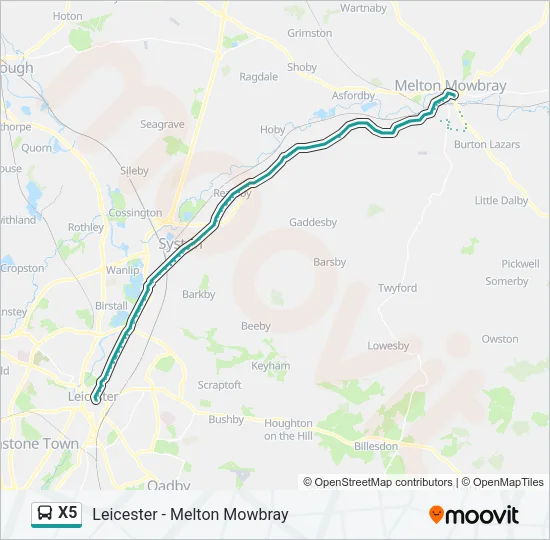 X5 Bus Line Map